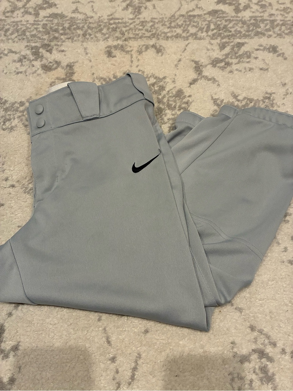 Nike Kids Light Gray Athletic Shorts with Black Swoosh
